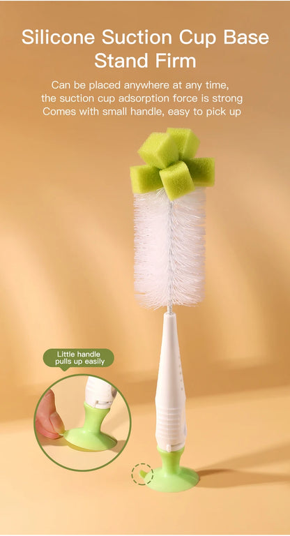 SAIDAH Simple Nylon Sponge Suction Feeding Bottle Nipple Pacifier Brush Set Water Sippy Vacuum Cup Cleaning（2 in 1）