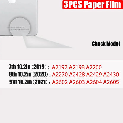 3Pcs Paper Feel Like Screen Protector For iPad 10th 9th Generation 8 7 6 Air 5 4 Pro 11 12.9 10.5 9.7 Mini 5 6 13 2024 No Glass