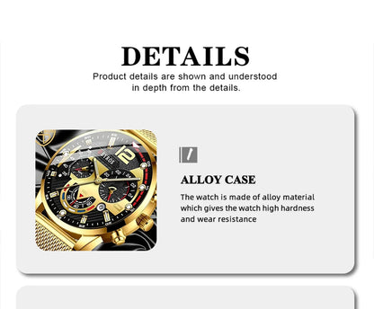 Fashion Mens Business Watches Luxury Stainless Steel Mesh Belt Quartz Wrist Watch Luminous Clock Men Casual Calendar Watch
