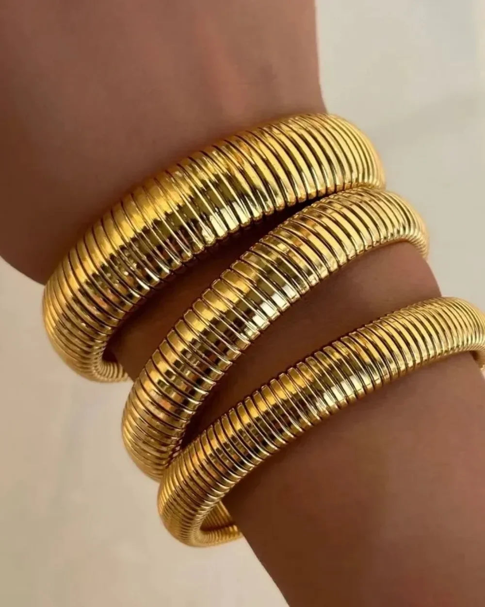Stainless Steel Texture Flex Snake Chain Cuff Bracelet 18k Gold Plated Wide Bracelet Bangle Fashion Jewelry Women Gifts