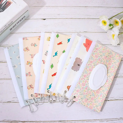 EVA Baby Wet Wipe Pouch Portable Buckle Wipes Holder Case Flip Cover Snap-Strap Reusable Refillable Wet Wipe Bag Outdoor