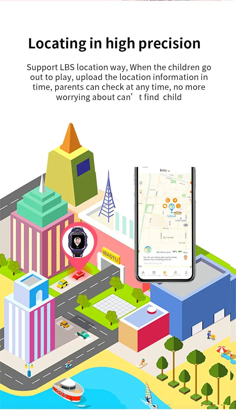 2G Smart Watch Kids LBS SOS Phone Watch IP67 Waterproof Remote Photo Voice Chat Smartwatch Compatible For Ios Android Child Gift