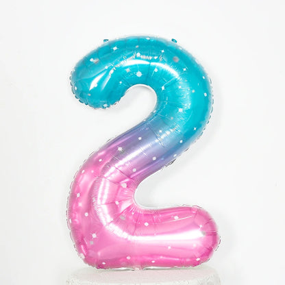 Digital Number Balloon, Aluminum Foil, Gradient Rainbow, Birthday Party, Wedding, Christmas Decoration, 40"