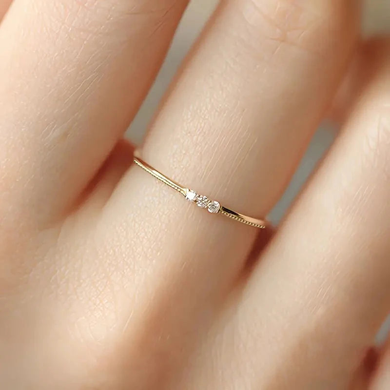 Trendy Simple Thin Ring Lady Versatile Accessories Gold Color/Silver Color Bright Micro Zirconia Jewelry for Daily Wear