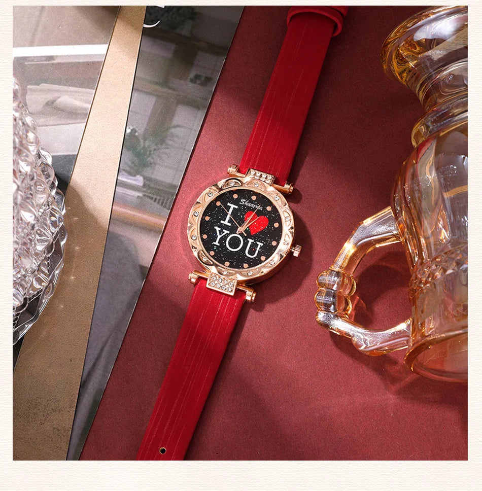 5pcs Set Women Watches Luxury Female  Quartz Wristwatch Love Dial Fashion Ladies Wrist Watch Reloj Mujer Relogio Feminino