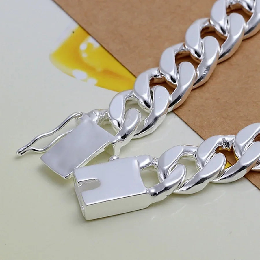 20CM Charm Silver Color Bracelet Design Noble Pretty 10mm Mens Chain Jewelry Fashion Geometric Free Shipping Factory Price