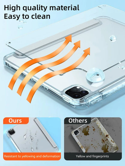 For iPad Case 2024 iPad Pro 13/11 M4 Air 11/13 M2 for 10th Gen Pro 12.9/11 Air 4/5th mini 6 Cover Y-bracket Acrylic Transparent