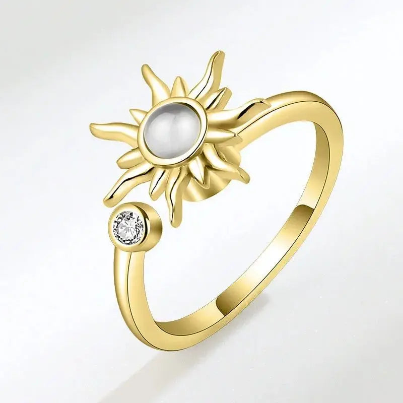 Unique Design With Personalized Rings Featuring Stars Moon Sun Sunflowers Dragonflies Fashionable Versatile Trendy For Women
