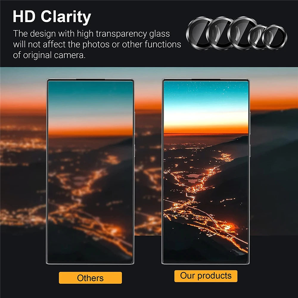 For Samsung S24 S23 Ultra Camera Lens Protector Aluminum Alloy Metal Tempered Glass Camera Film For Galaxy S22 Ultra Accessories