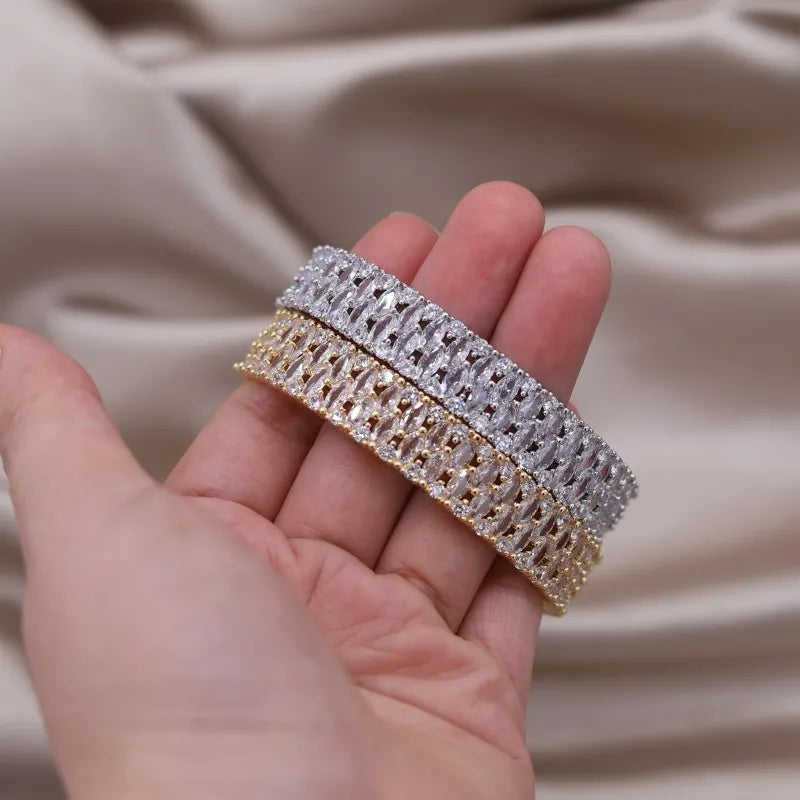 2024 French new design fashion jewelry two-color plated zircon letter X opening bracelet elegant women's daily work accessories