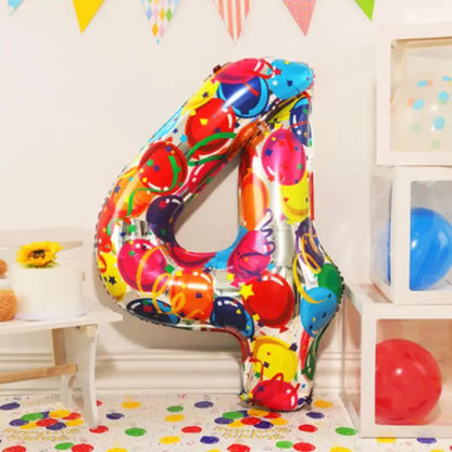 Digital Number Balloon, Aluminum Foil, Gradient Rainbow, Birthday Party, Wedding, Christmas Decoration, 40"