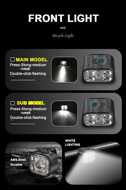 Bicycle Lights High Bright Cycling Lamp Front and Rear USB Rechargeable MTB Bike Headlight Taillight Waterproof Lantern Lighting