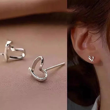 Minimalist Heart Shaped Stud Earrings for Women Glossy Neat Fresh Teens Ear Accessories Charms Daily Wear Party Jewelry