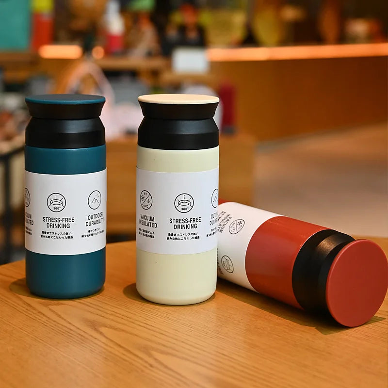 New 350ml 480ml Steel Water Thermos Cup Cute Tumbler Portable Insulated Vacuum Flask