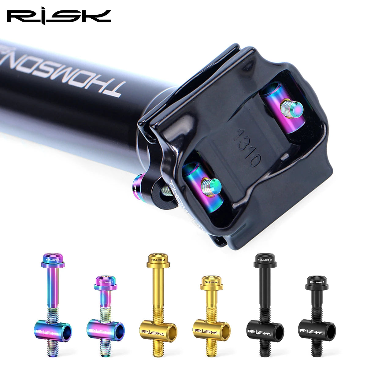 Risk 2pcs M5*30/40mm Titanium alloy Bicycle Seat Post Fixing Bolts MTB Road bike Seatpost Saddle Fixed Screws