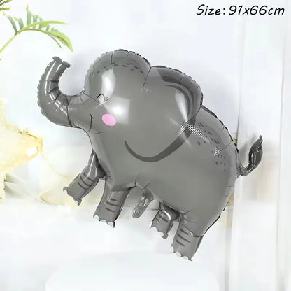 Cartoon Animal Theme Foil Balloon Jungle Safari Forest Lion Zebra Elephant Giraffe Baloon Kids Birthday Decoration Supplies