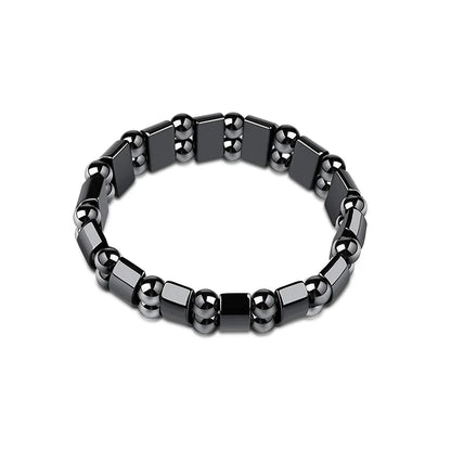 1PC Fashionable Black Gallstone Elastic Adjustable Health Energy Magnetic Therapy Hematite Bracelet for Men and Women