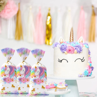 25/50/100pcs Unicorn Theme Candy Packing Bags Unicorn Birthday Party Decoration Kids Baby Shower Wedding Gift Bag Party Supplies