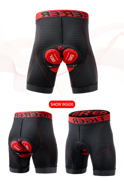 X-TIGER Men's Cycling Underwear Shorts 5D Padded Sports Riding Bike Bicycle MTB Liner Shorts with Anti-Slip Leg Grips