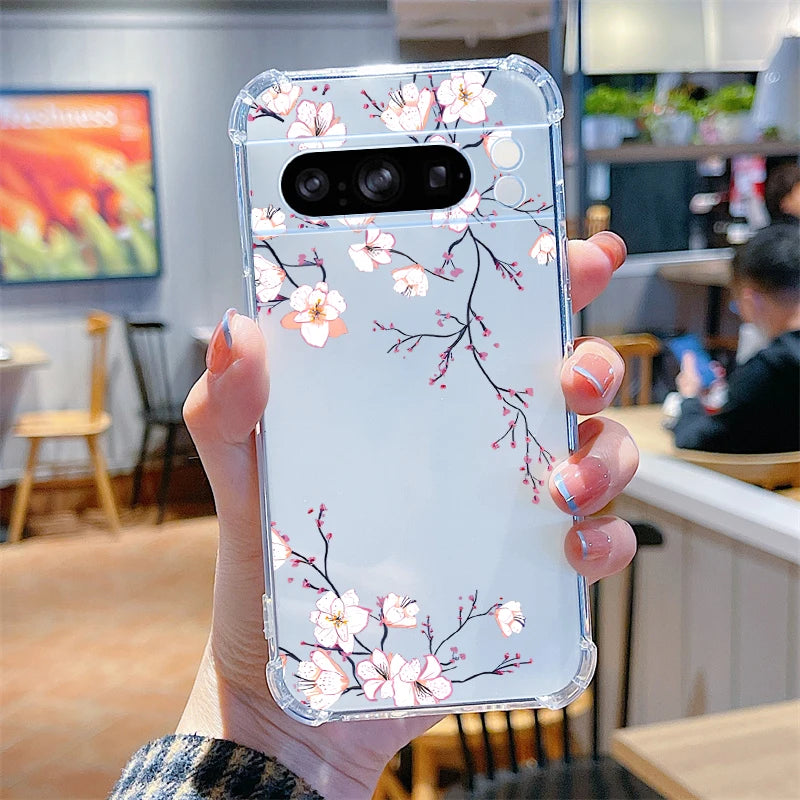 P ixel 8 Pro Plant Flower Transparent Phone Case For Google Pixel 8Pro 7A 8A 6 8 9 6Pro 9ProXL 7Pro 6A 7 9Pro Cover