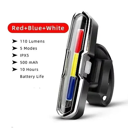 Bicycle Tail Light USB Rechargeable Bike Taillight Solar Power Long Endurance Cycling Rear Lamp Bright Mtb Warning Flashlight