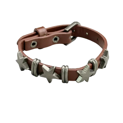 Punk Hip Hop Rock PU Leather Bracelet Unisex Trendy Chain Skull Pentagram Rivet Bracelet Party Jewelry Accessories
