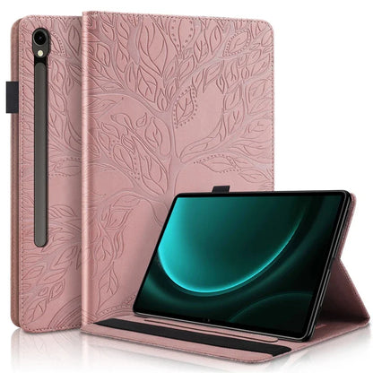 Tablet for Samsung Galaxy Tab S9 FE Case 10.9 inch 3D Tree Embossed Flip Stand TPU Cover for Funda Galaxy Tab S9 FE S9FE Case