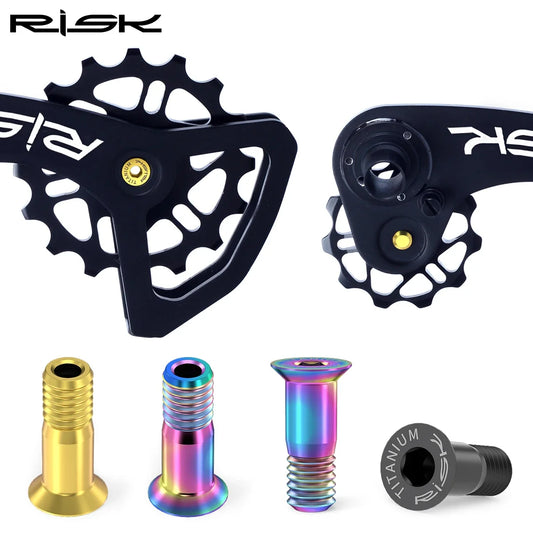 Risk 2pcs M5*14.2mm Bike Rear Derailleur Jockey Wheel Screws Titanium Bolts MTB Road Pulley Guide Wheel Fixed Bolts Accessories