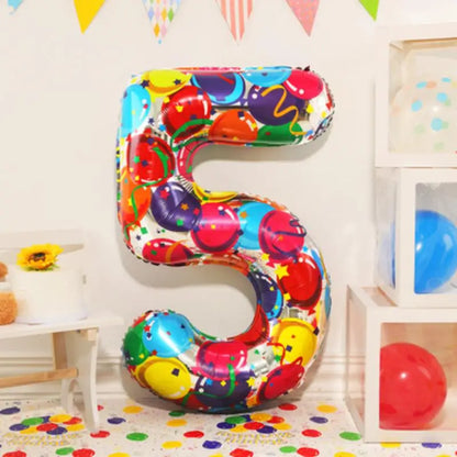 Digital Number Balloon, Aluminum Foil, Gradient Rainbow, Birthday Party, Wedding, Christmas Decoration, 40"