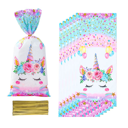 25/50/100pcs Unicorn Theme Candy Packing Bags Unicorn Birthday Party Decoration Kids Baby Shower Wedding Gift Bag Party Supplies