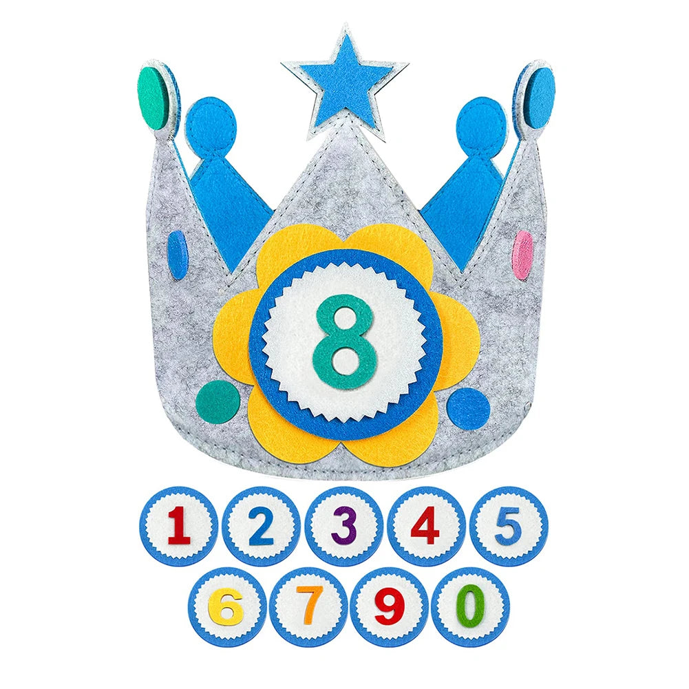 Adjustable Birthday Hat Princess Birthday Felt Hat children's Birthday Decoration Hallowen Cosplay Crown Photo Props Party Decor