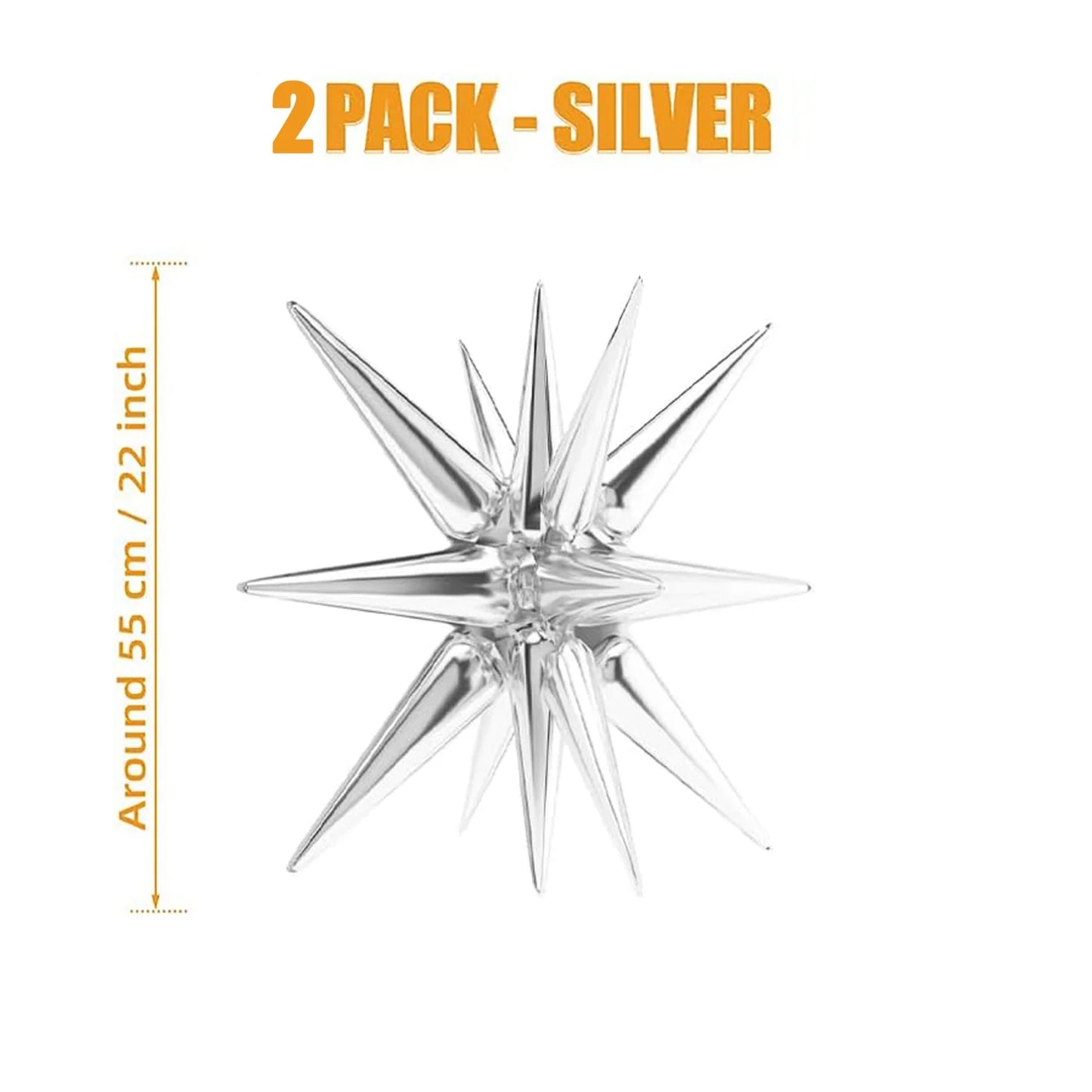 2Pcs 4D Star Foil Balloons One-Piece 14-Pointed Star Explosion Balloons 22inch Balloons Christmas Birthday Wedding Party Decor