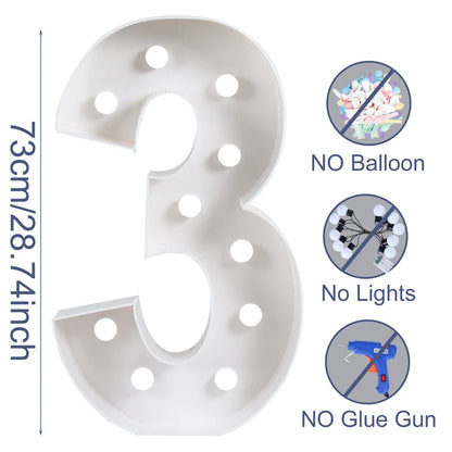 Giant Birthday Figure Led Light Balloon Filling Box 1st Birthday Balloon Number 30 40 50 Balloon Frame Wedding Decor Baby Shower