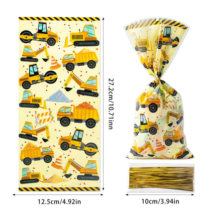 Construction Birthday Party Supplies Tractor Excavator Paper Plate Cup Birthday Banner Truck Latex Balloons For Child's Birthday
