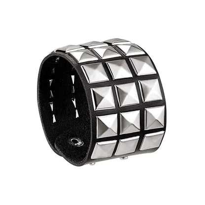 New Punk Fashion Men Black Cuff Leather Bracelet Wristband Metal Rivets Stud Charm Bangle for Women Rock Gothic Jewelry 2024