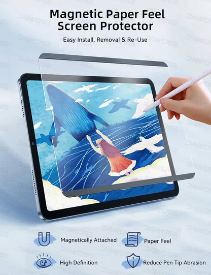 For 2024 iPad Air 11/13 M2 Magnetic Paper Feel Film for iPad Pro12.9 10th Air iPad 10.2 7th 8th 9th mini 4 5 6 Screen Protector