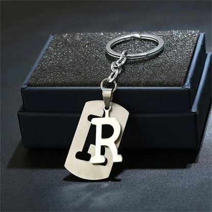 NEW DIY Stainless Steel A-Z Letters key Chain Charm 26 Letters KeyChain Men Women keychain Couple gift Jewelry Car Key Ring