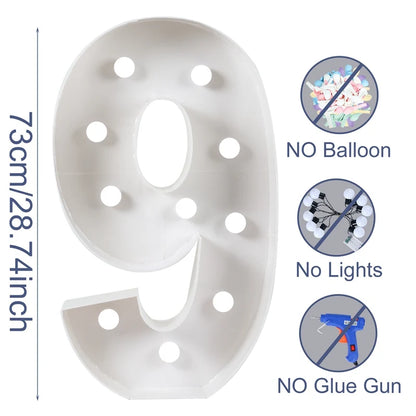 Giant Birthday Figure Led Light Balloon Filling Box 1st Birthday Balloon Number 30 40 50 Balloon Frame Wedding Decor Baby Shower