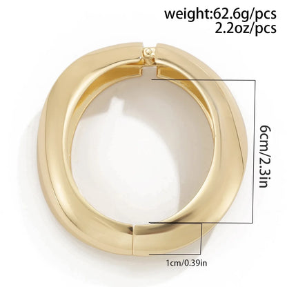 DIEZI 3 Styles Vintage Hip Hop Metal Cuff Bangles Punk Gold Silver Color Geometric Spring Bangles For Women Bracelet Men Jewelry