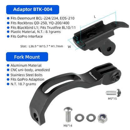 Bicycle Headlight Stand Mount W/ Gopro Interface MTB LED Lamp Bracket for Rockbros QD-250 YQ200/400 Blackbird L1