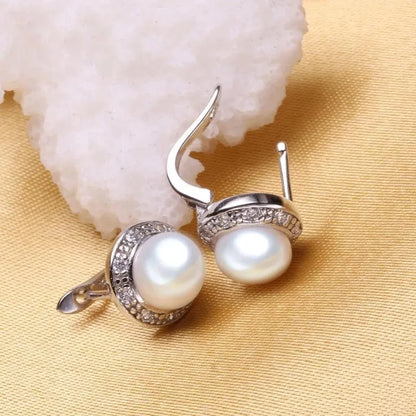 Luxury CZ Imitation Pearl Earrings for Women Silver Color Temperament Elegant Lady Earrings Wedding Party Fashion Jewelry