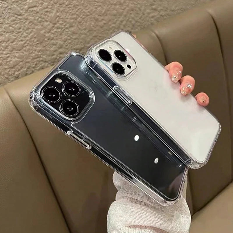 2PCS High Quality Acrylic Transparent Smooth Glossy Phone Case For iPhone 17 16 Pro Max 15 14 13 12 11 XS X XR 7 8 Plus 16 Cover