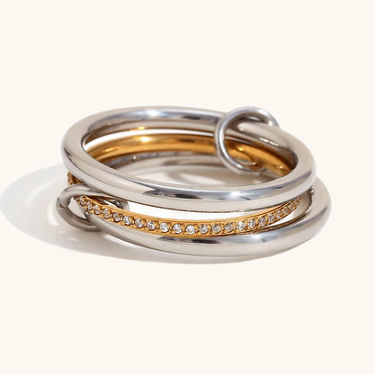 La. Muses Color Mix Dual Tone Multi-layer Circle Stainless steel Women's Ring Trendy Fashion Daily Versatile Jewelry