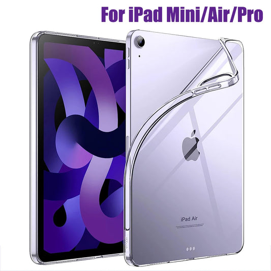 For iPad 10th 10.9 2022 7 8 9th Gen 10.2 Air 5 6 13 Case TPU Silicon Transparent Cover For iPad Pro 9.7 10.5 11 13 Mini 3 4 5 6