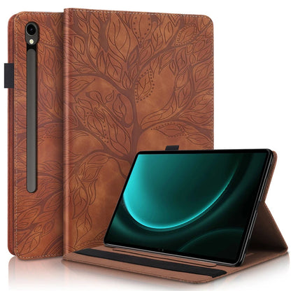 Tablet for Samsung Galaxy Tab S9 FE Case 10.9 inch 3D Tree Embossed Flip Stand TPU Cover for Funda Galaxy Tab S9 FE S9FE Case