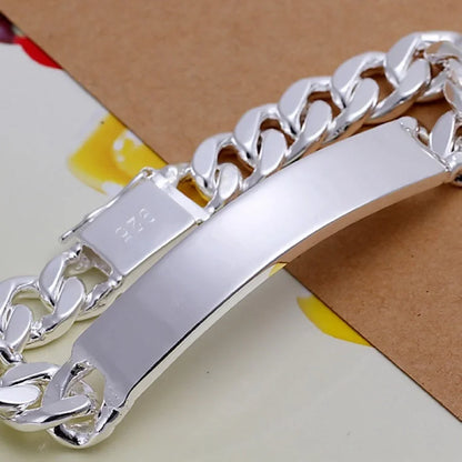 20CM Charm Silver Color Bracelet Design Noble Pretty 10mm Mens Chain Jewelry Fashion Geometric Free Shipping Factory Price