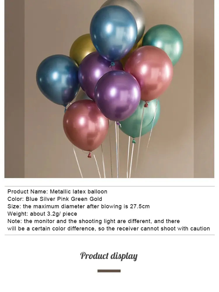 50pcs 10inch Metallic Latex Balloons Gold Silver Chrome Ballon Wedding Decorations Globos Birthday Party Supplies