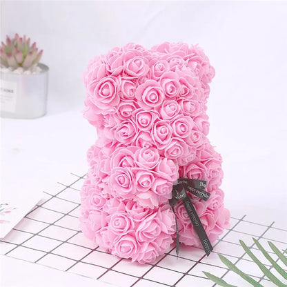 Artificial Flowers 25cm Rose Bear Girlfriend Anniversary Christmas Valentine's Day Gift Birthday Present For Wedding Party