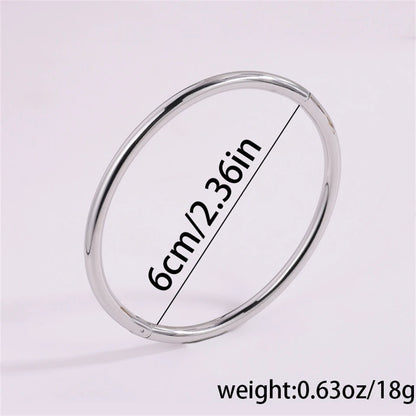Yupsk Glossy Gold Color Stainless Steel Cuff Bangle for Women Smooth Thin Cylinder Bracelet Exquisite Waterproof Jewelry Gift