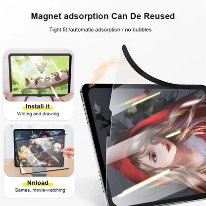 Paper Feel Reusable Magnetic Screen Protector For Samsung Galaxy Tab A9 A8 S6 Lite S7 S8 S9 FE Plus Matte Frosted Writing Film